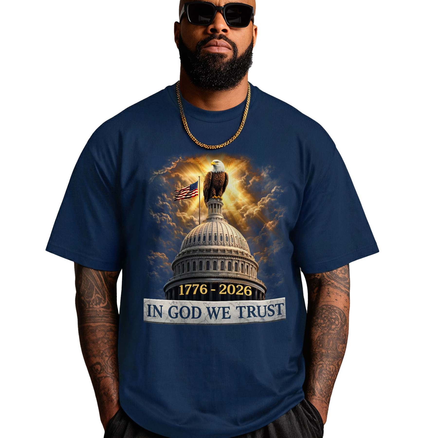 250 Years of America Anniversary Bootleg Eagle & US Capitol T Shirt