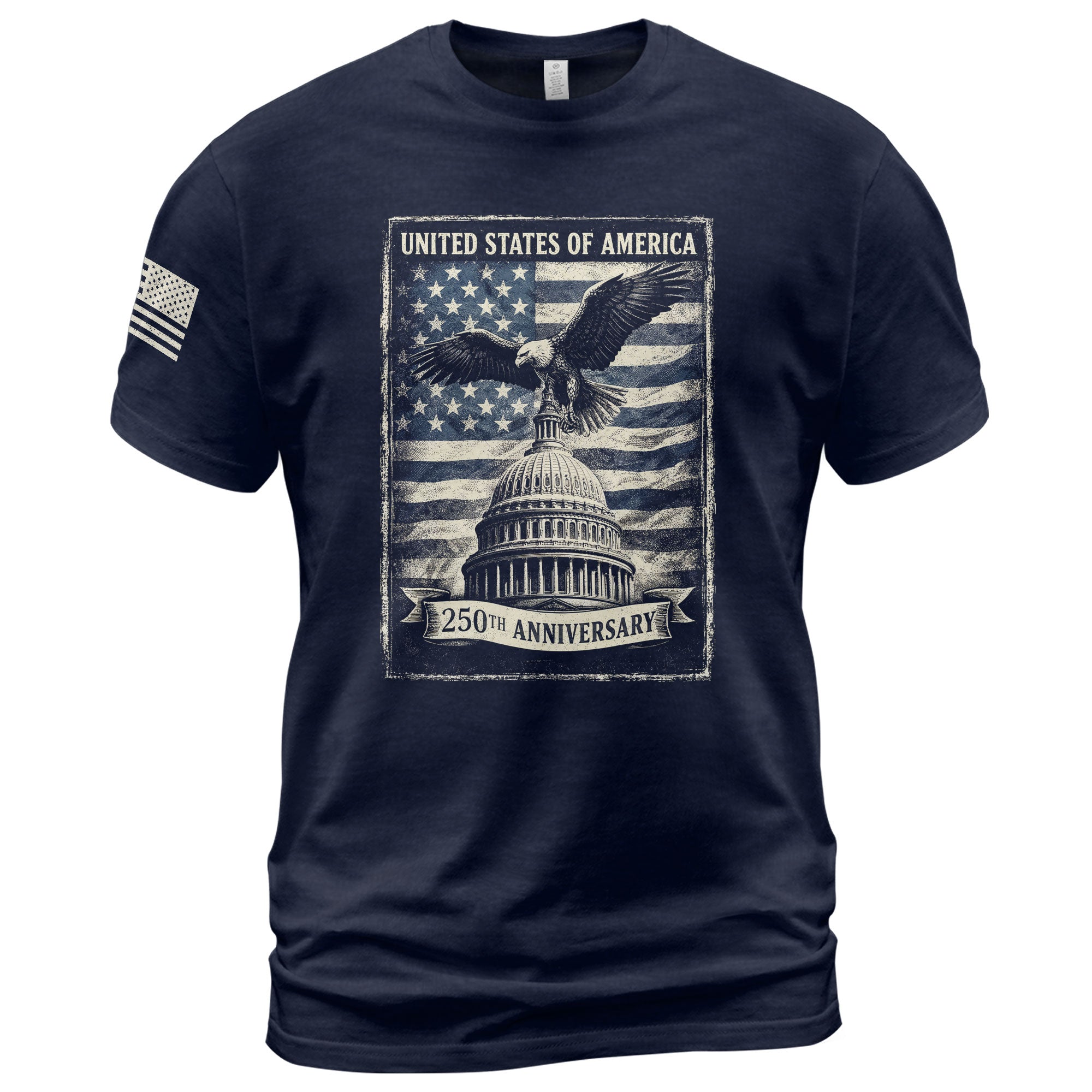 250 Years America Anniversary 1776-2026 Men's Patriotic T-Shirt – Retro Eagle & Capitol Freedom USA 250 Birthday Tee