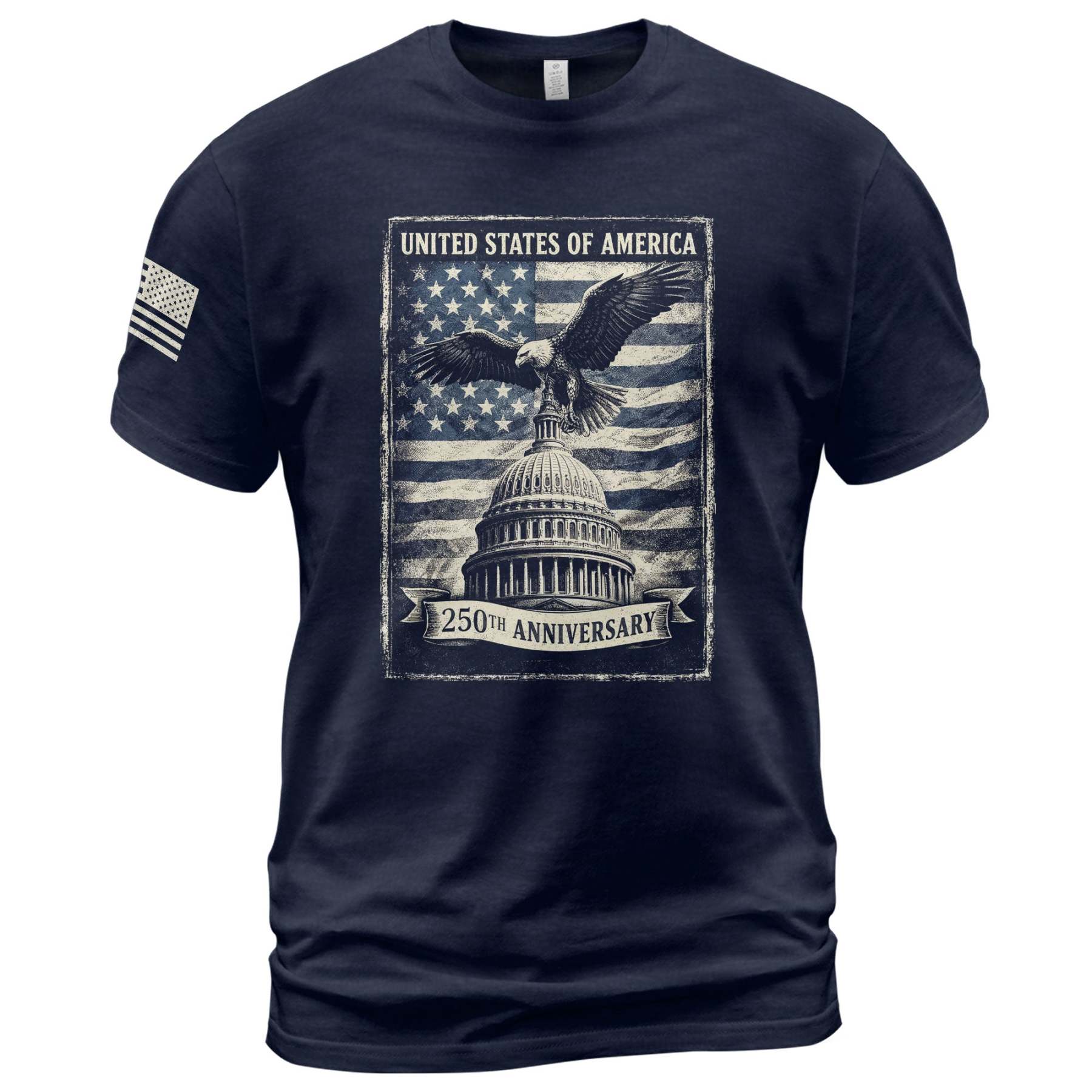250 Years America Anniversary 1776-2026 Men's Patriotic T-Shirt – Retro Eagle & Capitol Freedom USA 250 Birthday Tee