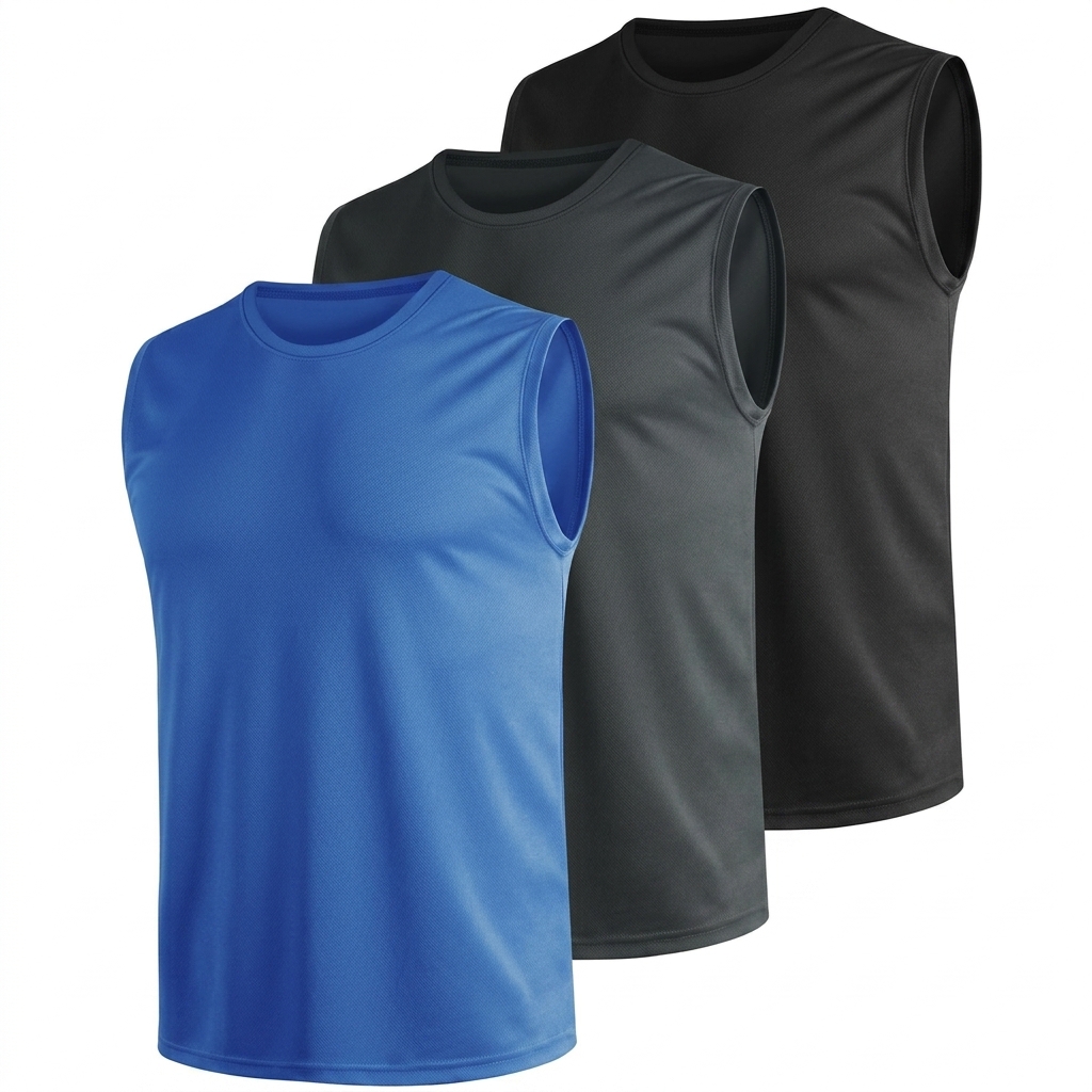 Teesmen 3pcs Tank Top for Men Gym Sleeveless Running Quick Dry Breathable Men Vests Multipack