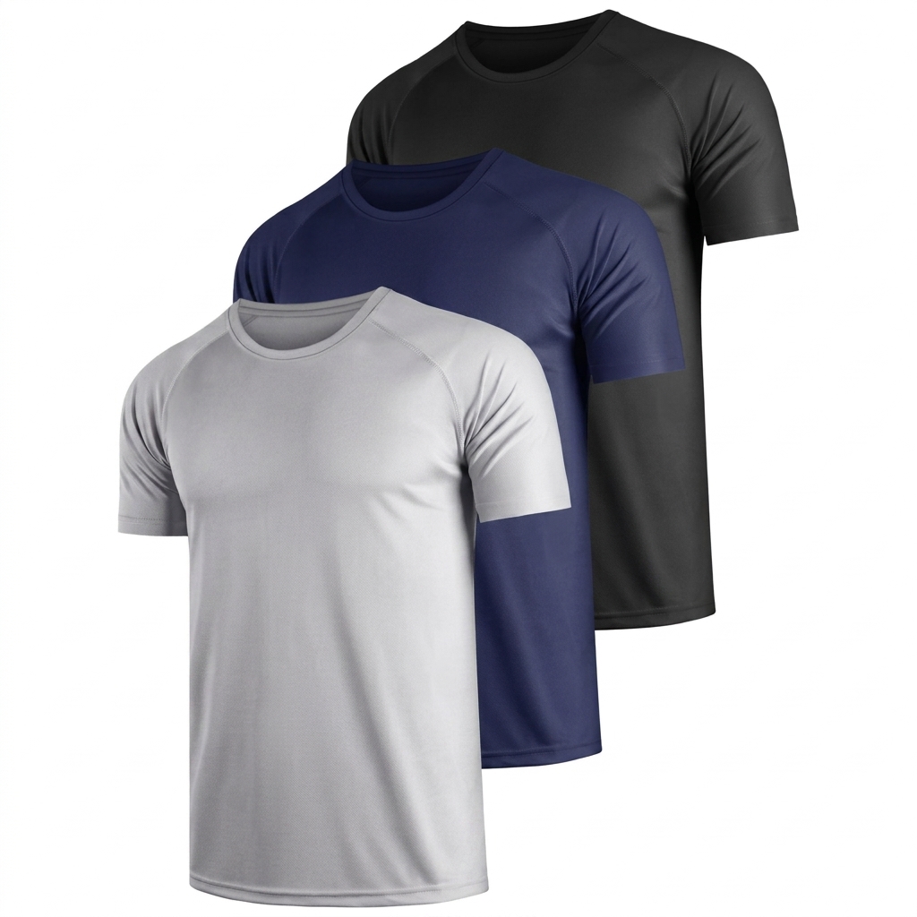 Teesmen 3 Pack Quick Dry T Shirt Running Shirts Men Sport Tops Gym Wicking Athletic T Shirts Breathable Workout Shirts