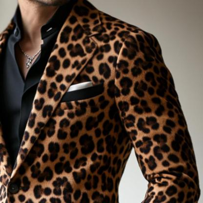 Men's Vintage Casual Leopard Print Single Breasted Blazer