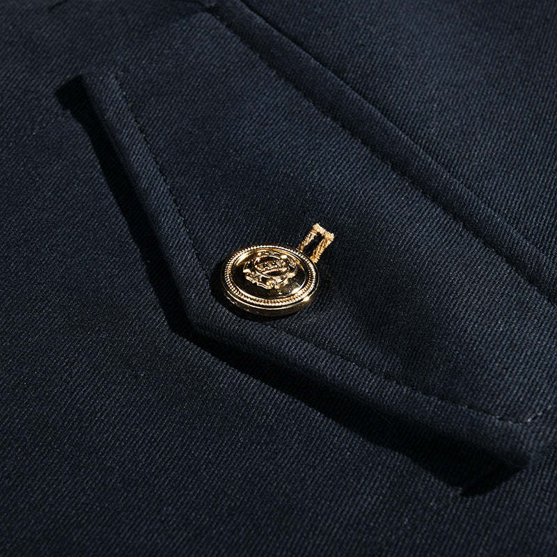 Men's Vintage Casual Solid Stand Collar Button Jacket