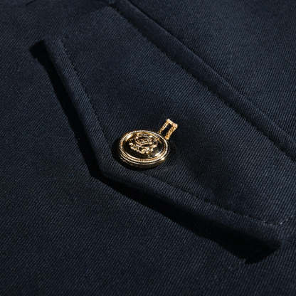 Men's Vintage Casual Solid Stand Collar Button Jacket