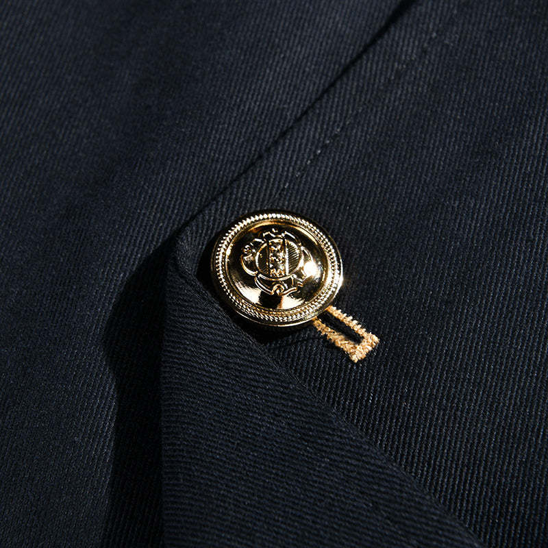 Men's Vintage Casual Solid Stand Collar Button Jacket