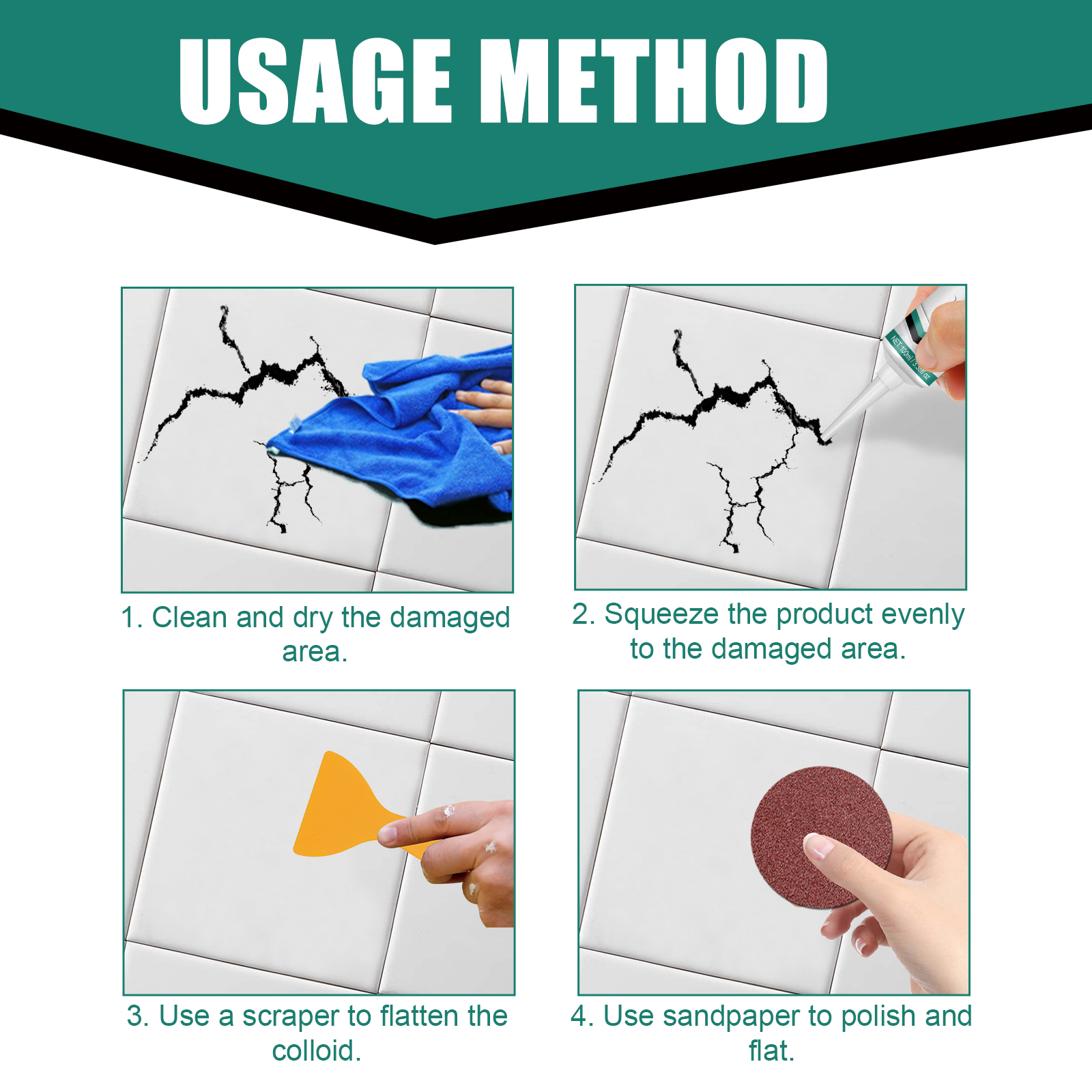 Jue-Fish tile repair paste crack repair tile quick-drying adhesive marble bathtub furniture toilet