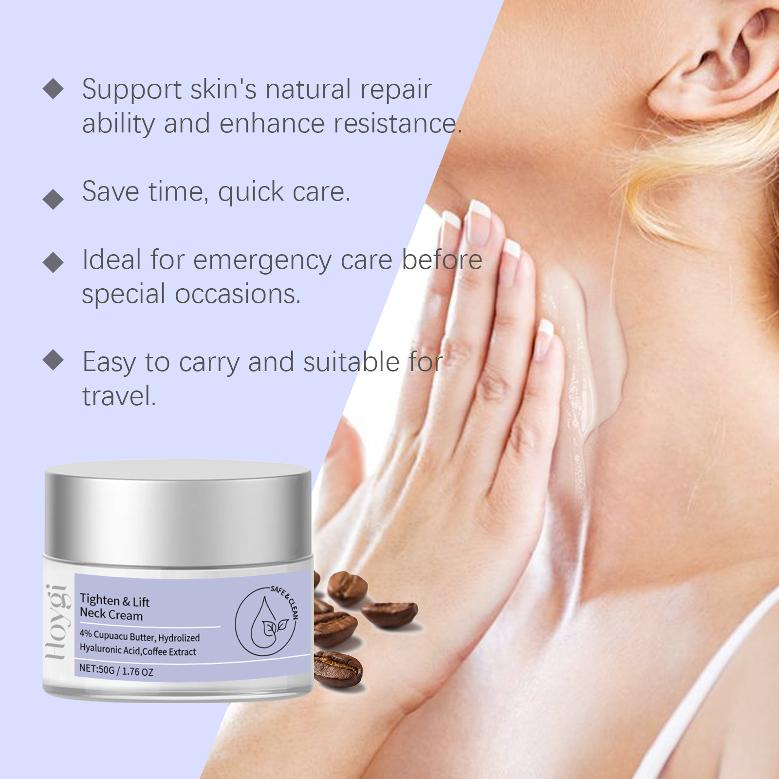 Hoygi Moisturizing Neck Firming Cream Neck Repair Cream Firms, Lifts, Gently Moisturizes, Revitalizes, Elasticizes, and Anti-wrinkles-CLEJOY