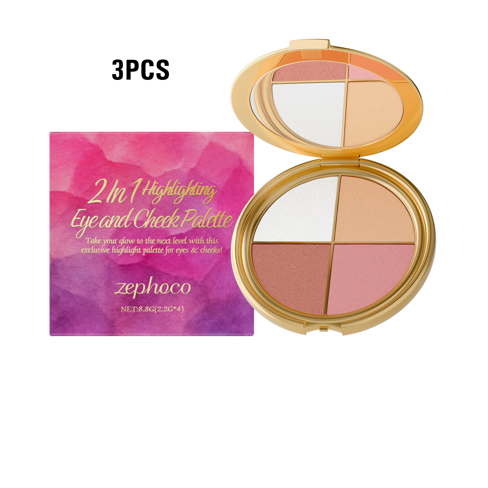 Zephoco Highlighter Eyeshadow and Blush Palette