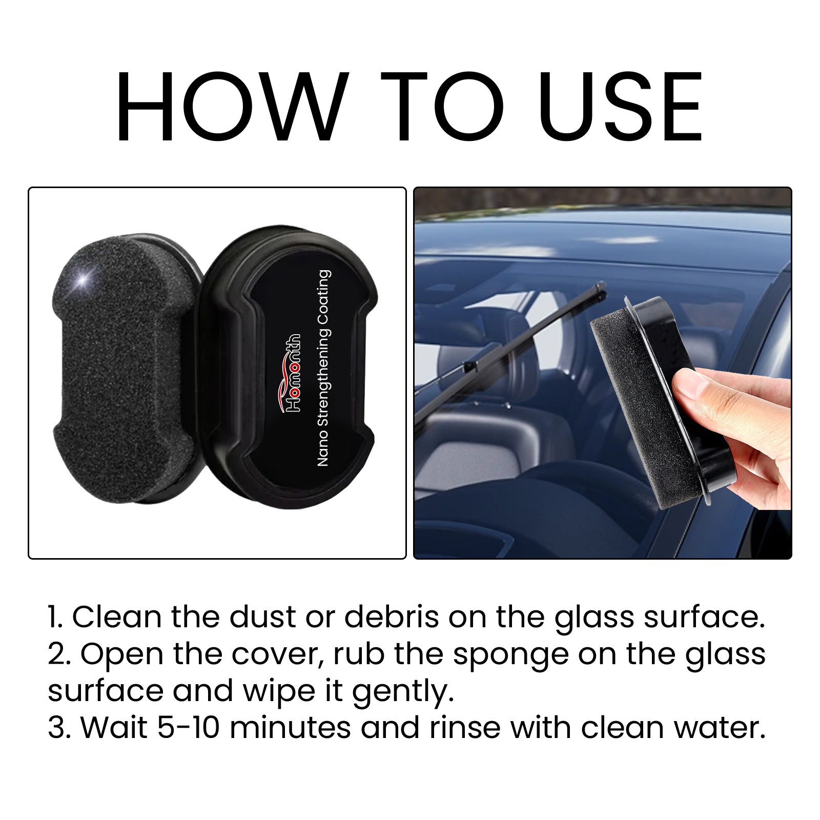 Homonth Car Sponge Cleaner Windshield Hydrophobic Window Brightening Portable Tempered Glass Cleaning Sponge-CLEJOY