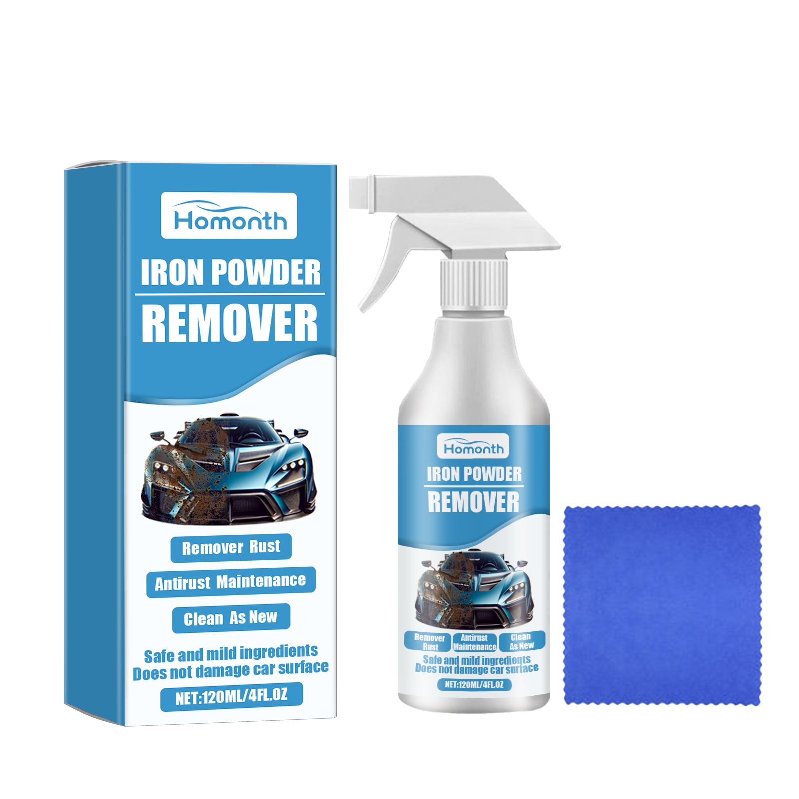 Homonth Iron Remover: Professional rust and paint fix for a radiant car finish.