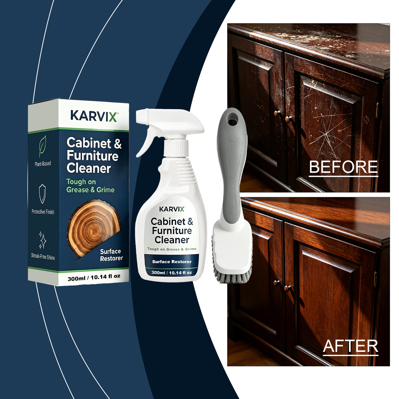 Kitchen Cabinet Cleaner, Plant Based Cleaning Solution, Safe on Paint & Wood, Safe for Daily Use, Approved by Cabinet Finish Specialists,, 32 fl oz