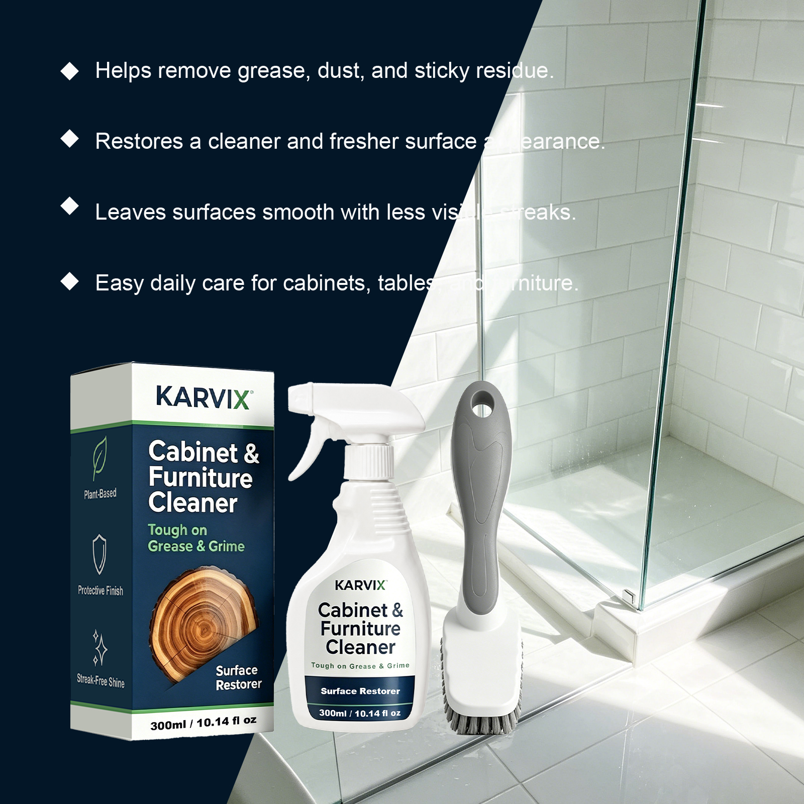 Kitchen Cabinet Cleaner, Plant Based Cleaning Solution, Safe on Paint & Wood, Safe for Daily Use, Approved by Cabinet Finish Specialists,, 32 fl oz
