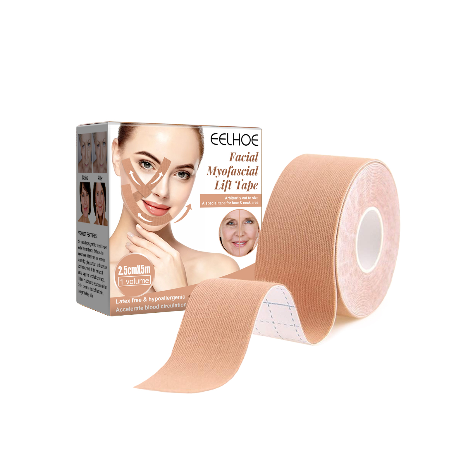 EELHOE myofascial facial tightening belt to prevent sagging and lift the chin V-shaped face breathable face lift patch-CLEJOY