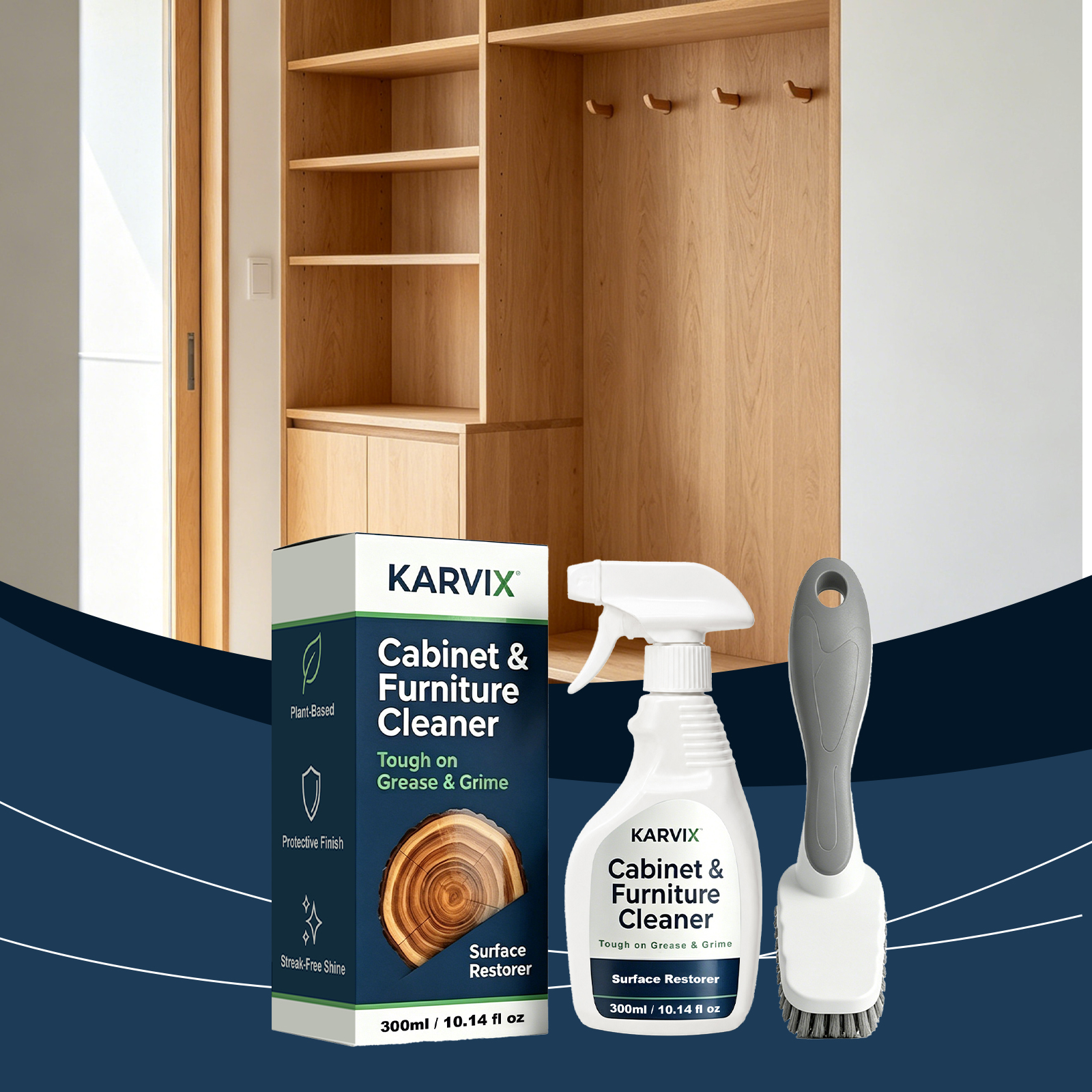 Kitchen Cabinet Cleaner, Plant Based Cleaning Solution, Safe on Paint & Wood, Safe for Daily Use, Approved by Cabinet Finish Specialists,, 32 fl oz