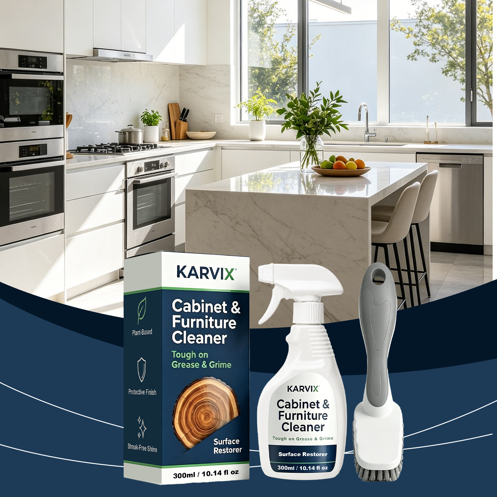 Kitchen Cabinet Cleaner, Plant Based Cleaning Solution, Safe on Paint & Wood, Safe for Daily Use, Approved by Cabinet Finish Specialists,, 32 fl oz