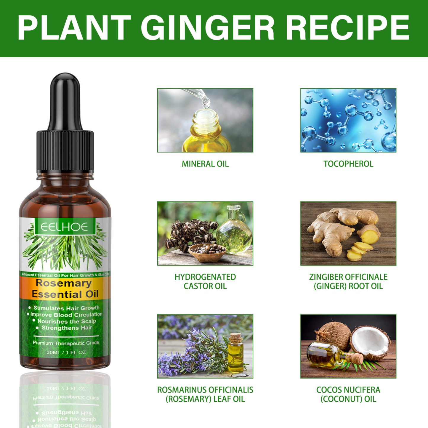 EELHOE Rosemary Hair Oil Gentle care scalp soft and shiny natural fluffy hair oil