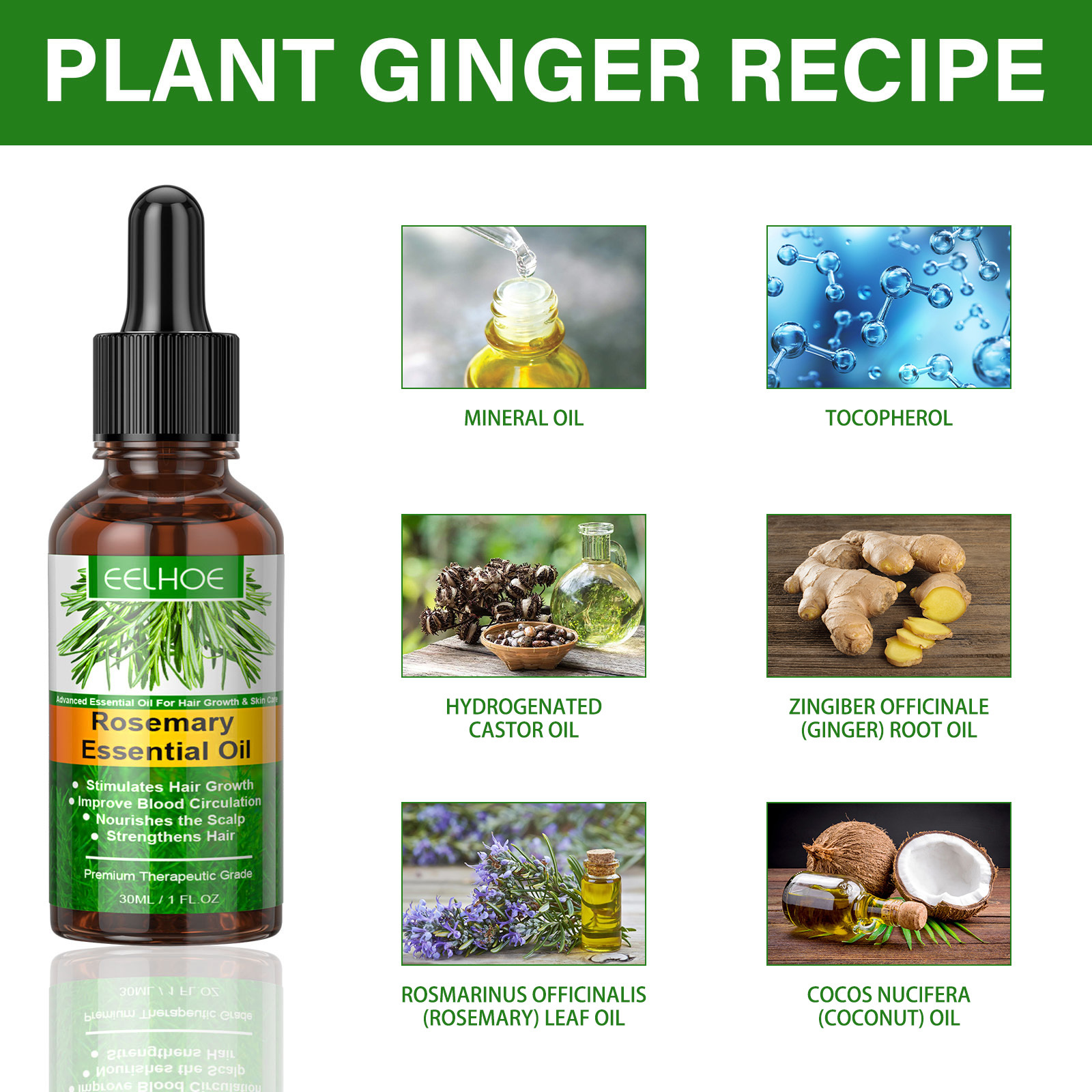 EELHOE Rosemary Hair Oil Gentle care scalp soft and shiny natural fluffy hair oil