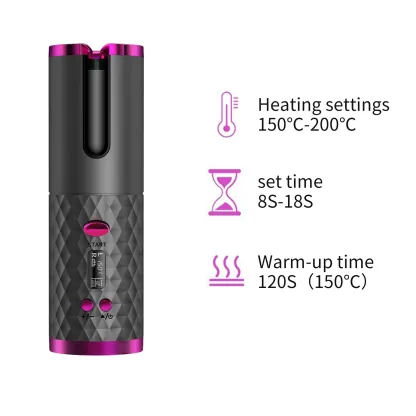 Compact fully automatic hair curler with rechargeable battery for styling on the go.