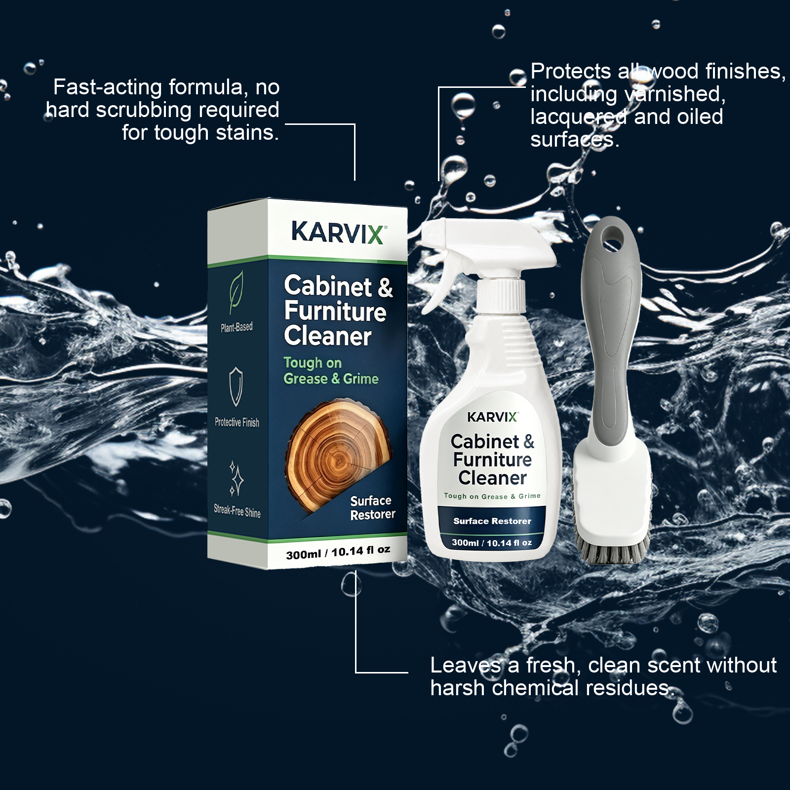 Kitchen Cabinet Cleaner, Plant Based Cleaning Solution, Safe on Paint & Wood, Safe for Daily Use, Approved by Cabinet Finish Specialists,, 32 fl oz