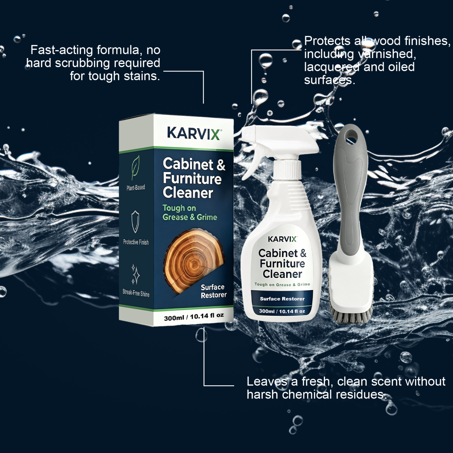 Kitchen Cabinet Cleaner, Plant Based Cleaning Solution, Safe on Paint & Wood, Safe for Daily Use, Approved by Cabinet Finish Specialists,, 32 fl oz