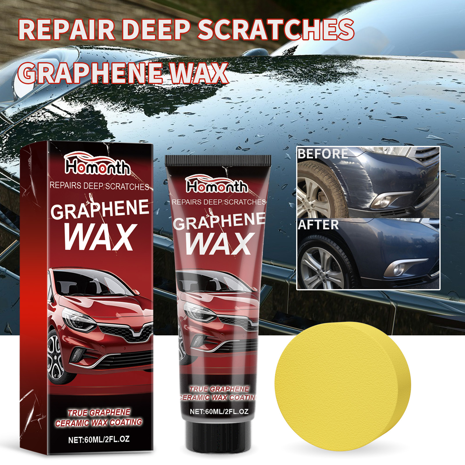 Homonth car scratch repair wax car paint repair deep scratch scratch graphene wax renovation car wax