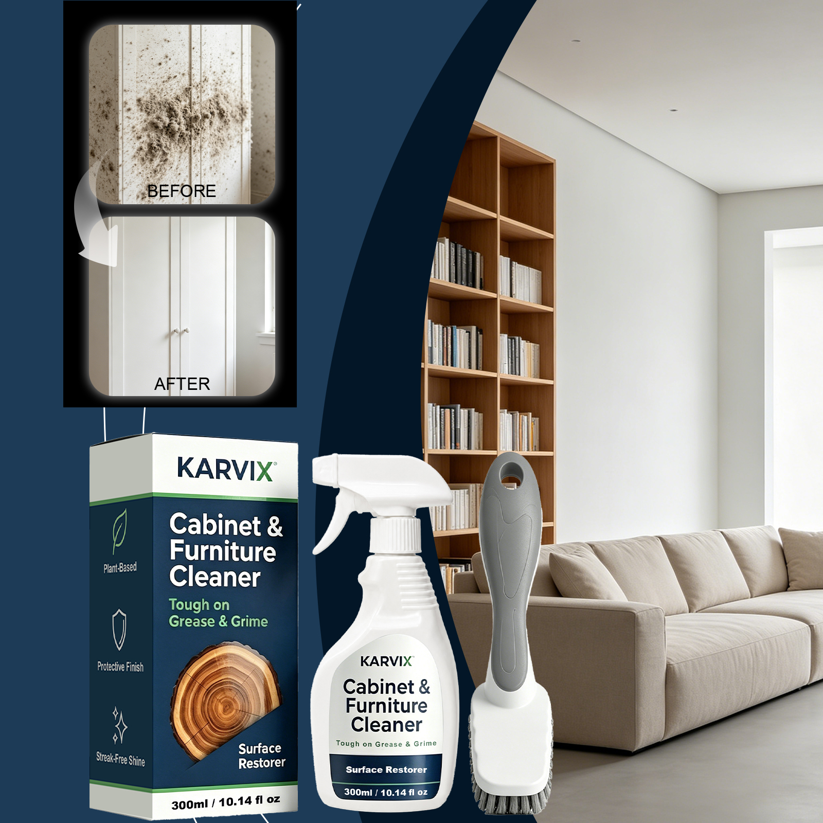 Kitchen Cabinet Cleaner, Plant Based Cleaning Solution, Safe on Paint & Wood, Safe for Daily Use, Approved by Cabinet Finish Specialists,, 32 fl oz