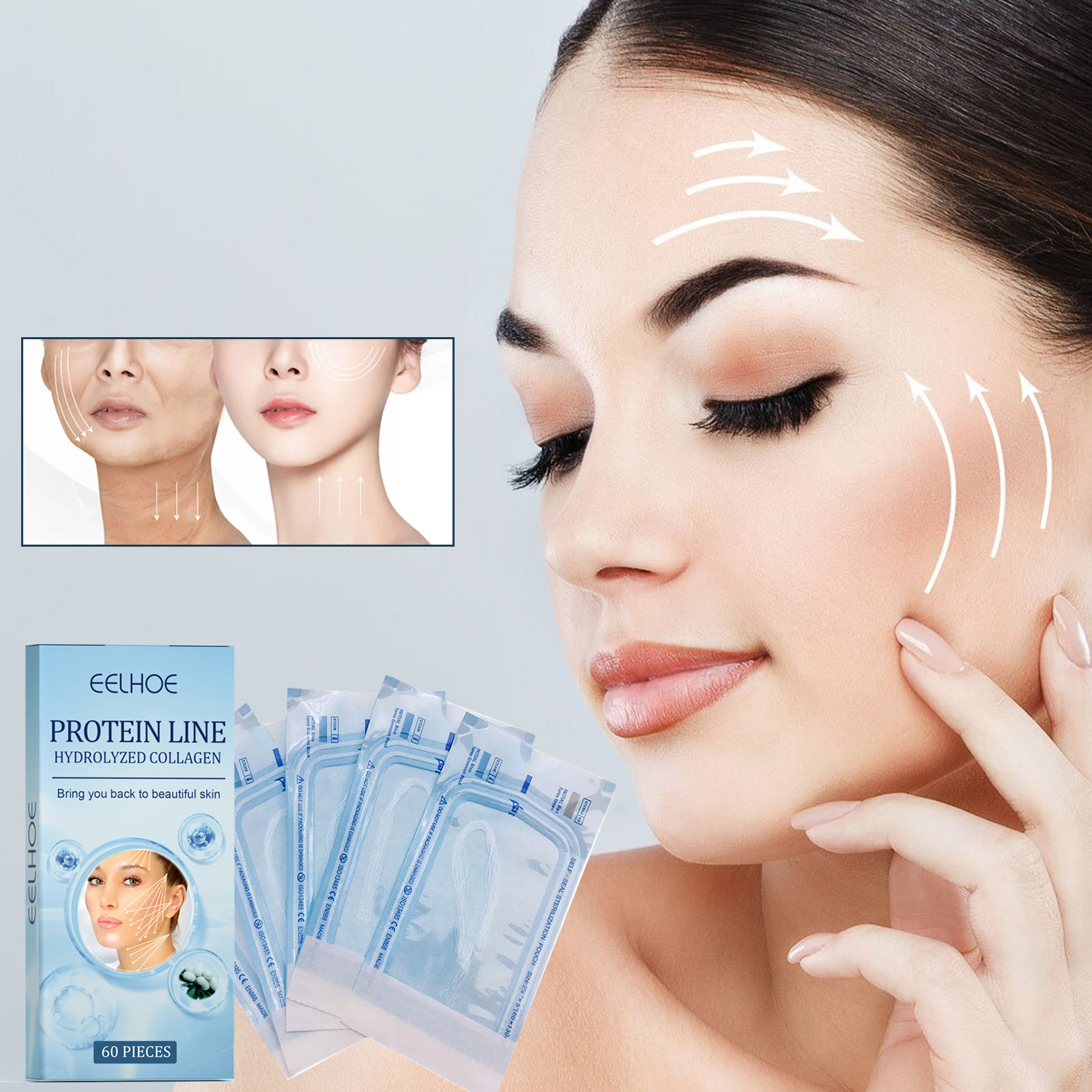 EELHOE protein lifting line skin anti-wrinkle V face lifting sagging facial contour plumping line