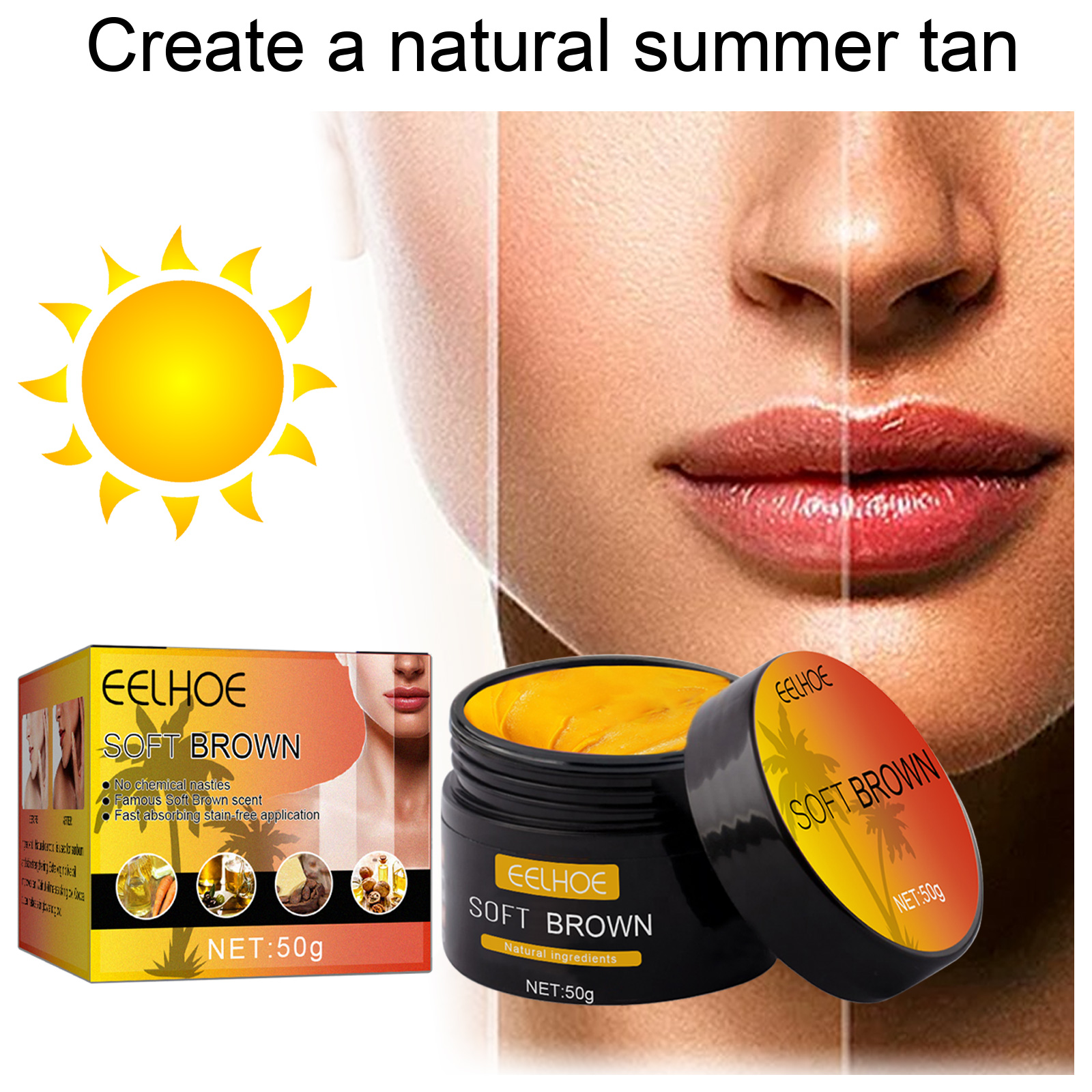 EELHOE Aloe Vera Gel Tanning Cream (50g) Summer Beach Bronzer Tanning Cream Sunburn Repair Gel