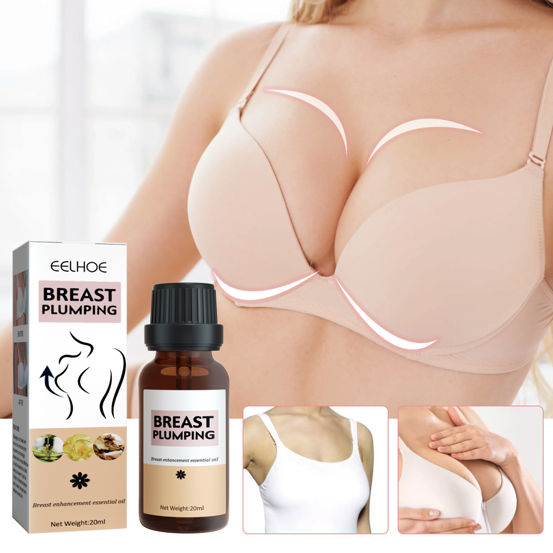 EELHOE breast massage essential oil breast gentle moisturizing care full firm breasts massage care