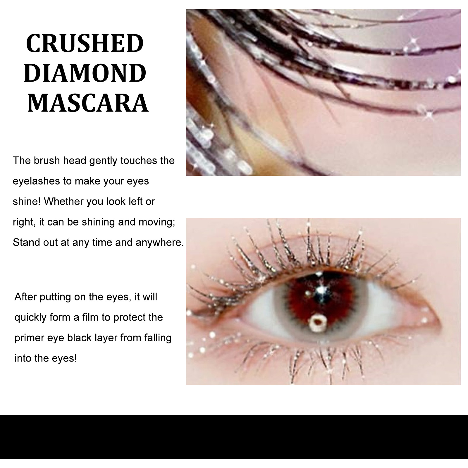 EELHOE glitter diamond mascara styling primer quick-drying film-forming glitter tear-proof mascara