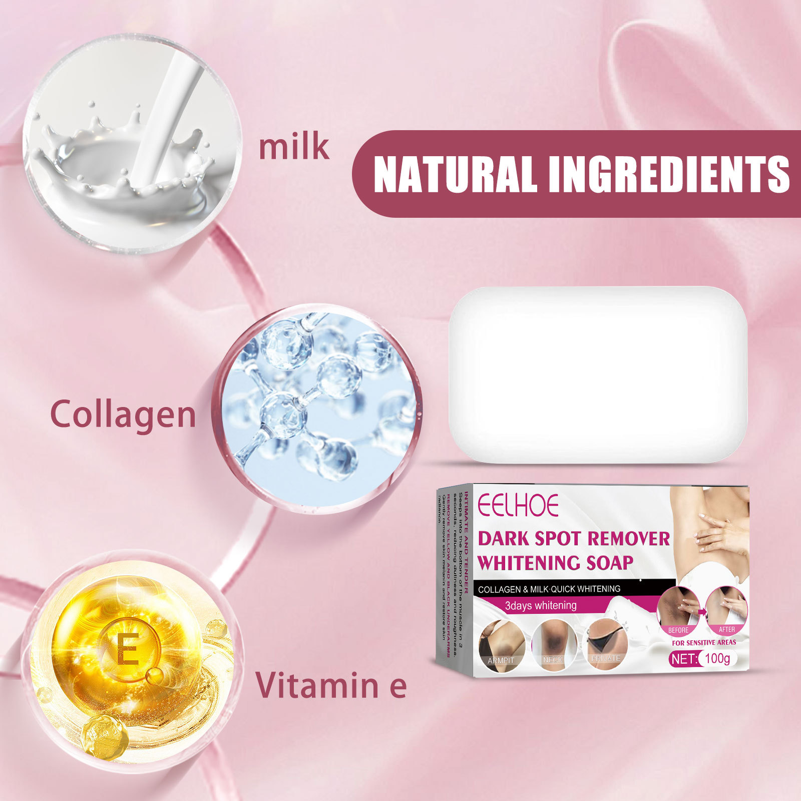EELHOE armpit skin care soap joint elbow cleansing lightens skin melanin whitening body moisturizing brightening-CLEJOY