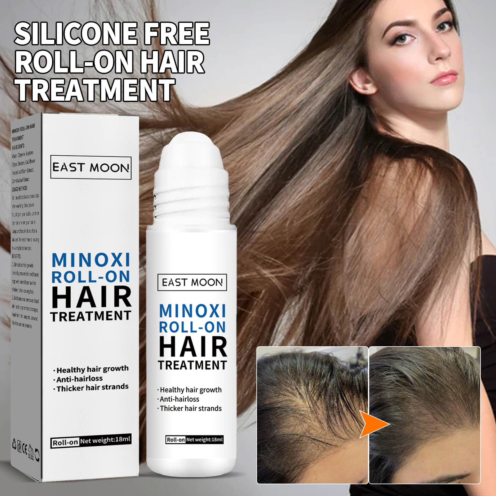 East Moon Roll-on Hair Oil Moisturizing Scalp Massage Care Gentle Nourishing Hair and Beard Care Oil