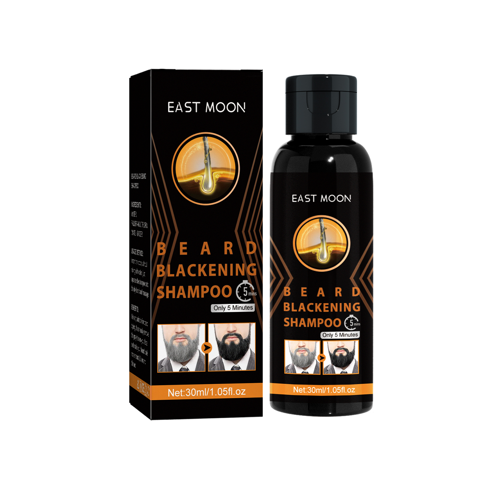 East Moon Shampoo Men's Hair Cleansing Moisturizing Massage Care Soft Black Hair Shampoo
