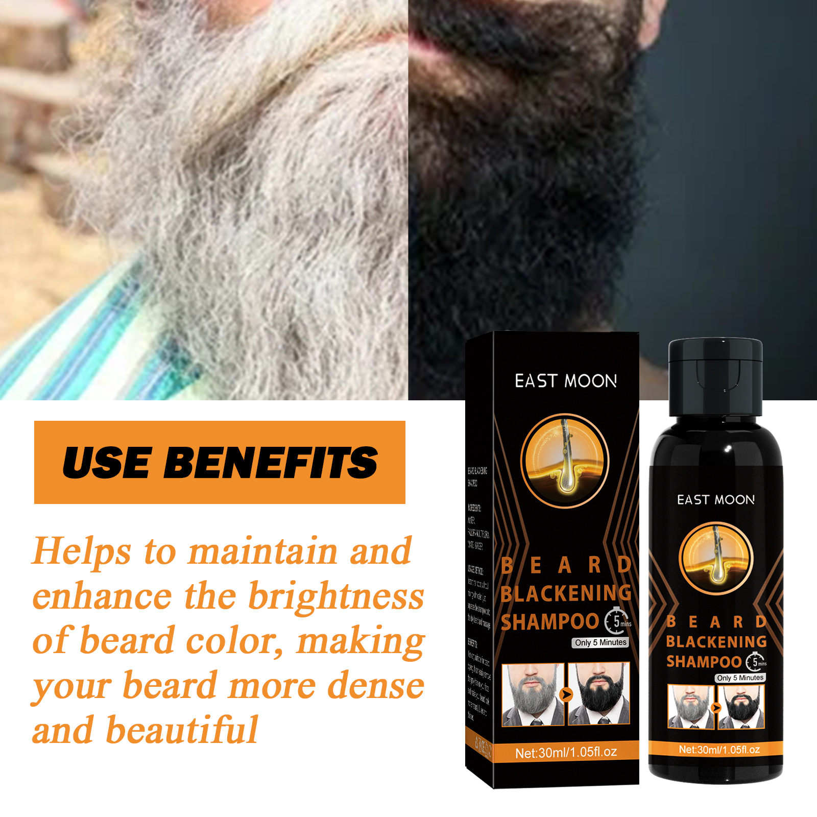 East Moon Shampoo Men's Hair Cleansing Moisturizing Massage Care Soft Black Hair Shampoo