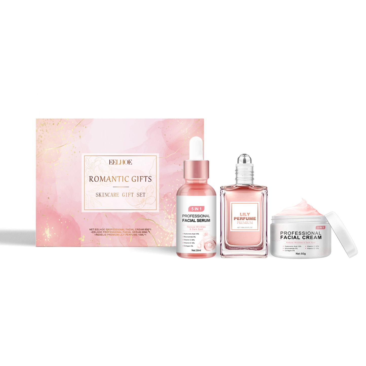 EELHOE Pink Romantic and Joyful Skincare Gift Set: Hydrating, Moisturizing, and Nourishing for Skin, Romantic Fragrance for Body Care-CLEJOY