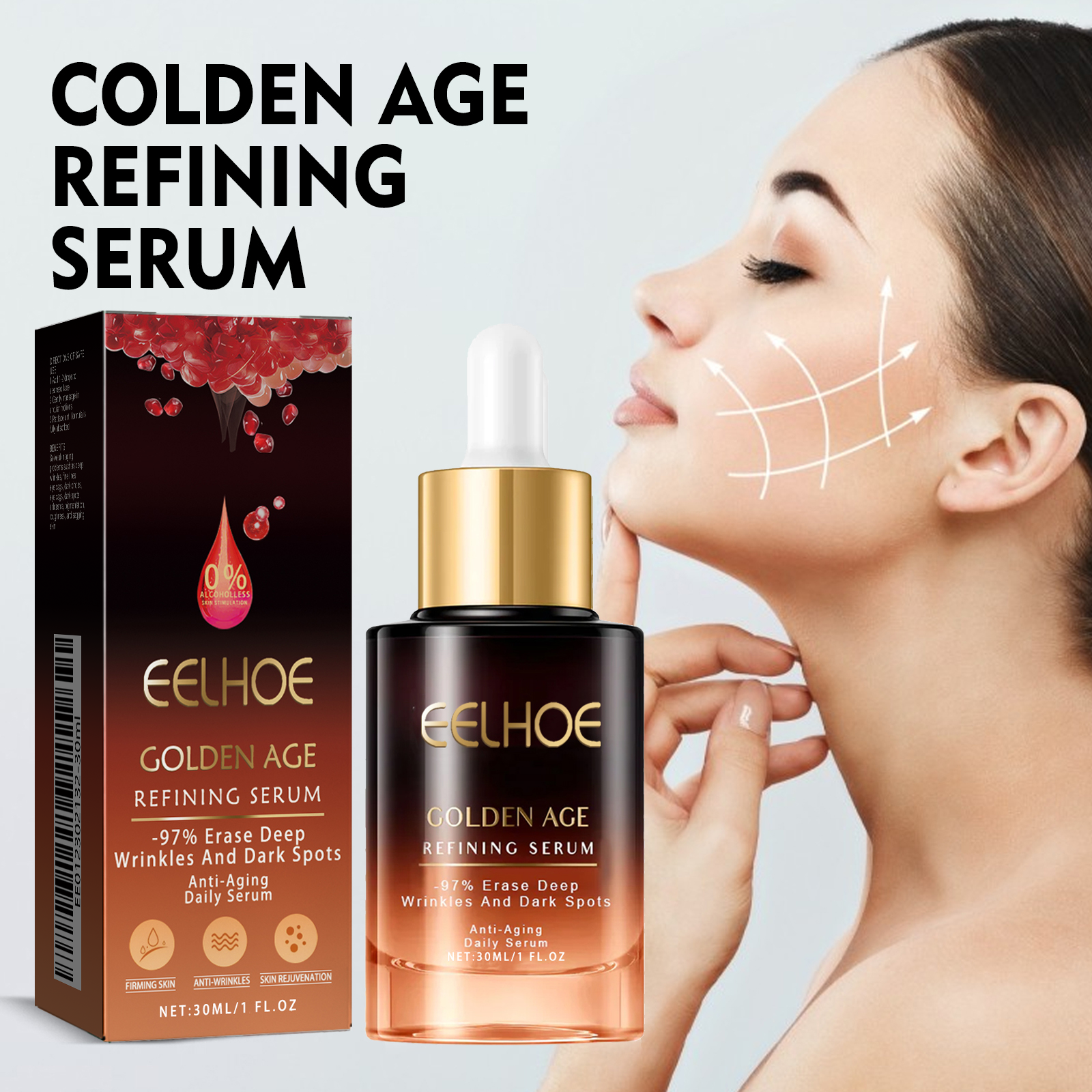 EELHOE Golden Age Essence Lightens fine lines, tightens skin, hydrates and moisturizes facial essence-CLEJOY