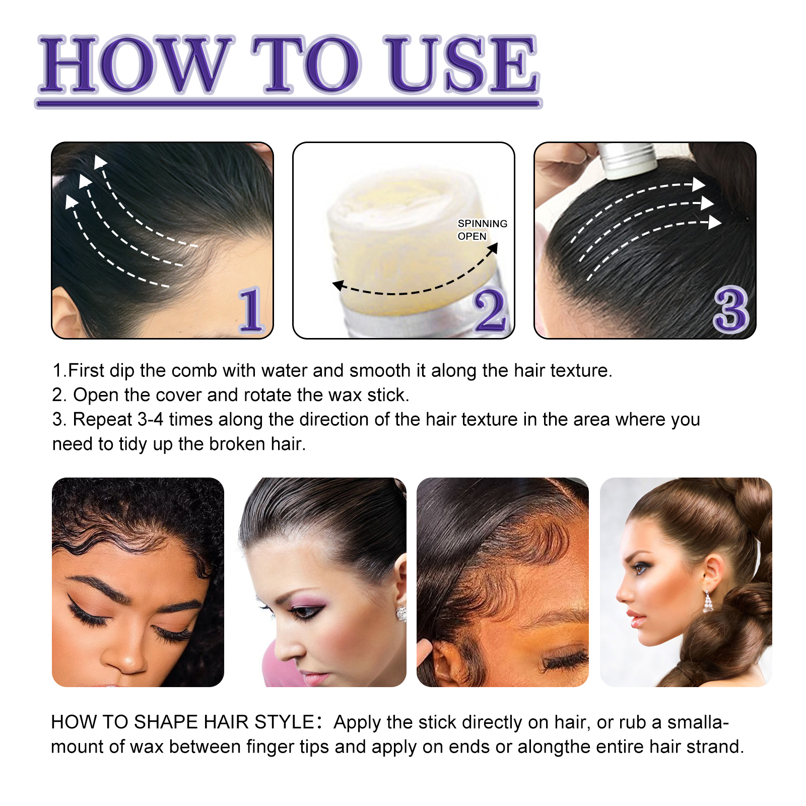 EELHOE hair wax stick broken hair tidying hair wax stick small broken hair hair tidying broken hair styling finishing cream-CLEJOY