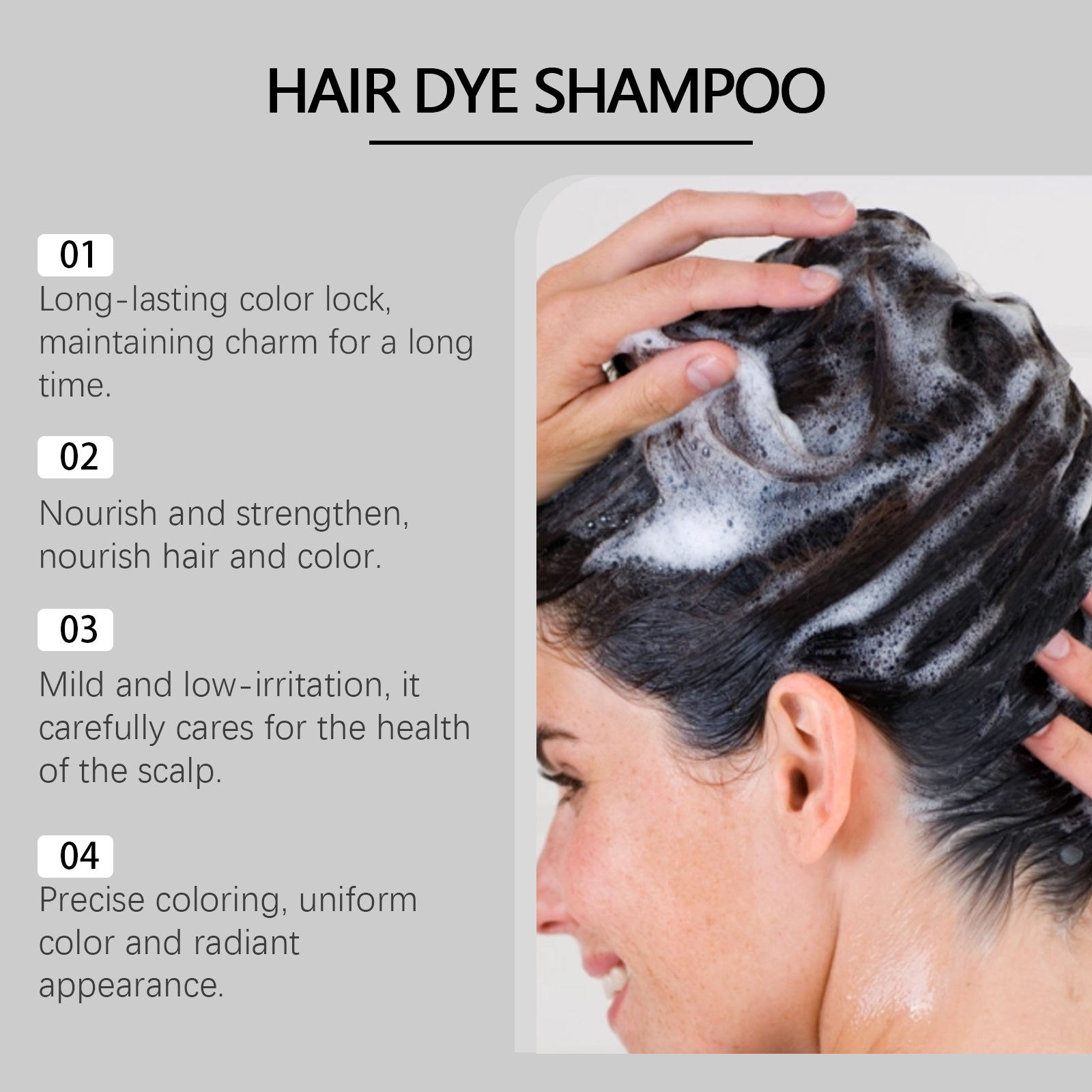 EELHOE White to Black Dye Shampoo (Natural Brown) Polygonum multiflorum essence nourishes, cleanses, repairs, blackens, softens, and leaves hair looking smooth-CLEJOY