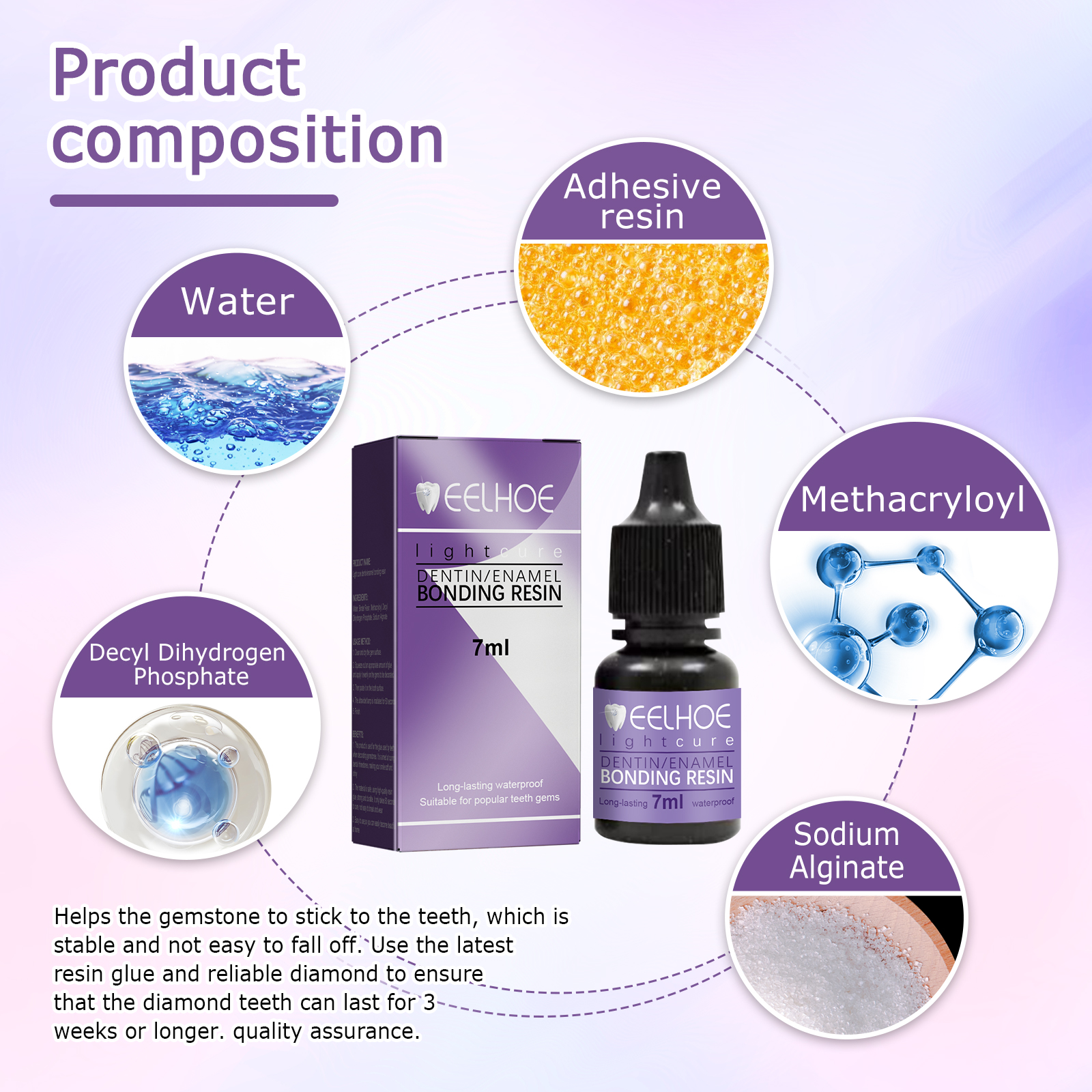 EELHOE Tooth Gem Decoration Glue DIY Fashion Jewelry Bonding Tooth Gem Light Curing Glue