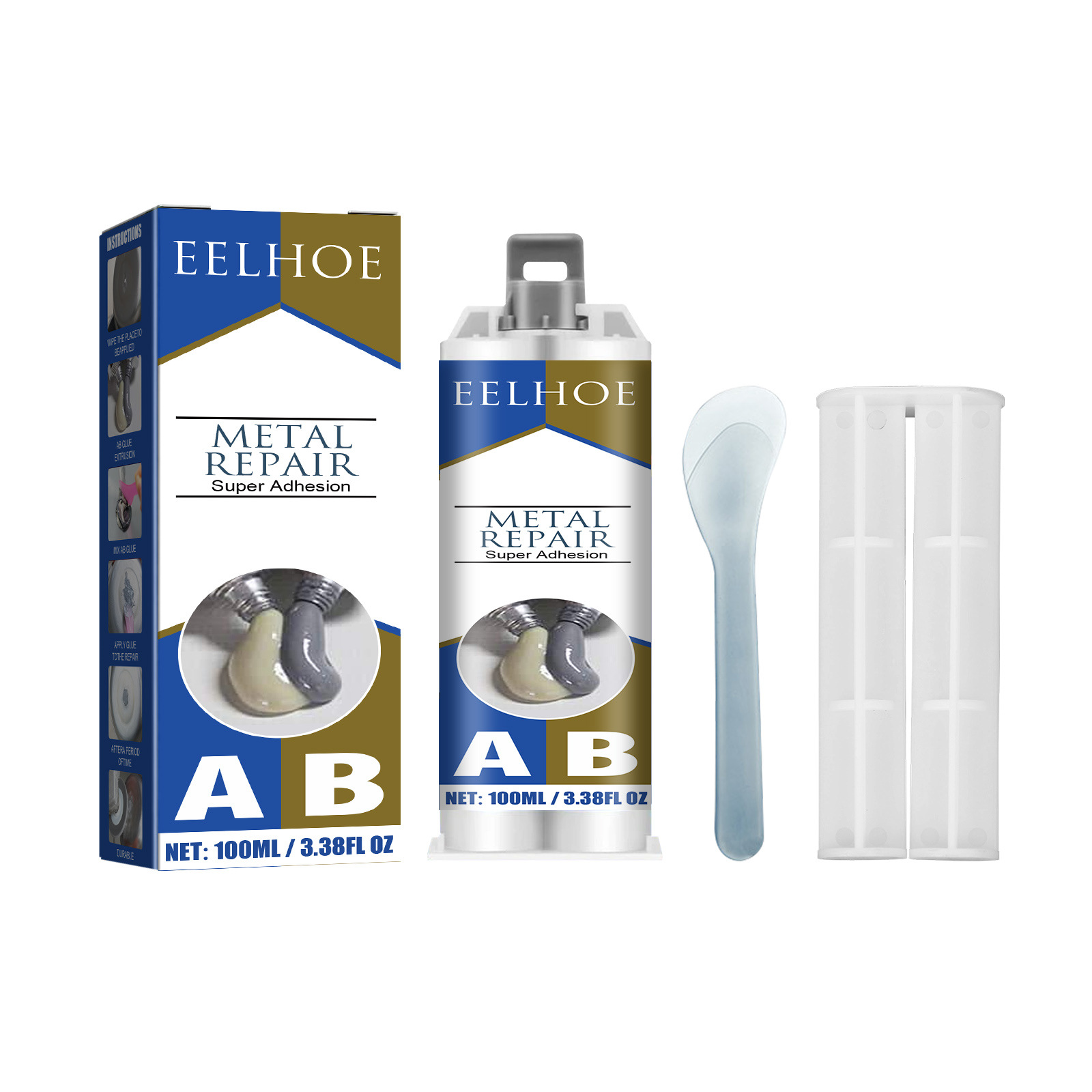 EELHOE metal AB casting glue (100ml) fills cracks, plugs leaks, quickly dries cracks, and resists high temperature welding metal repair agent-CLEJOY