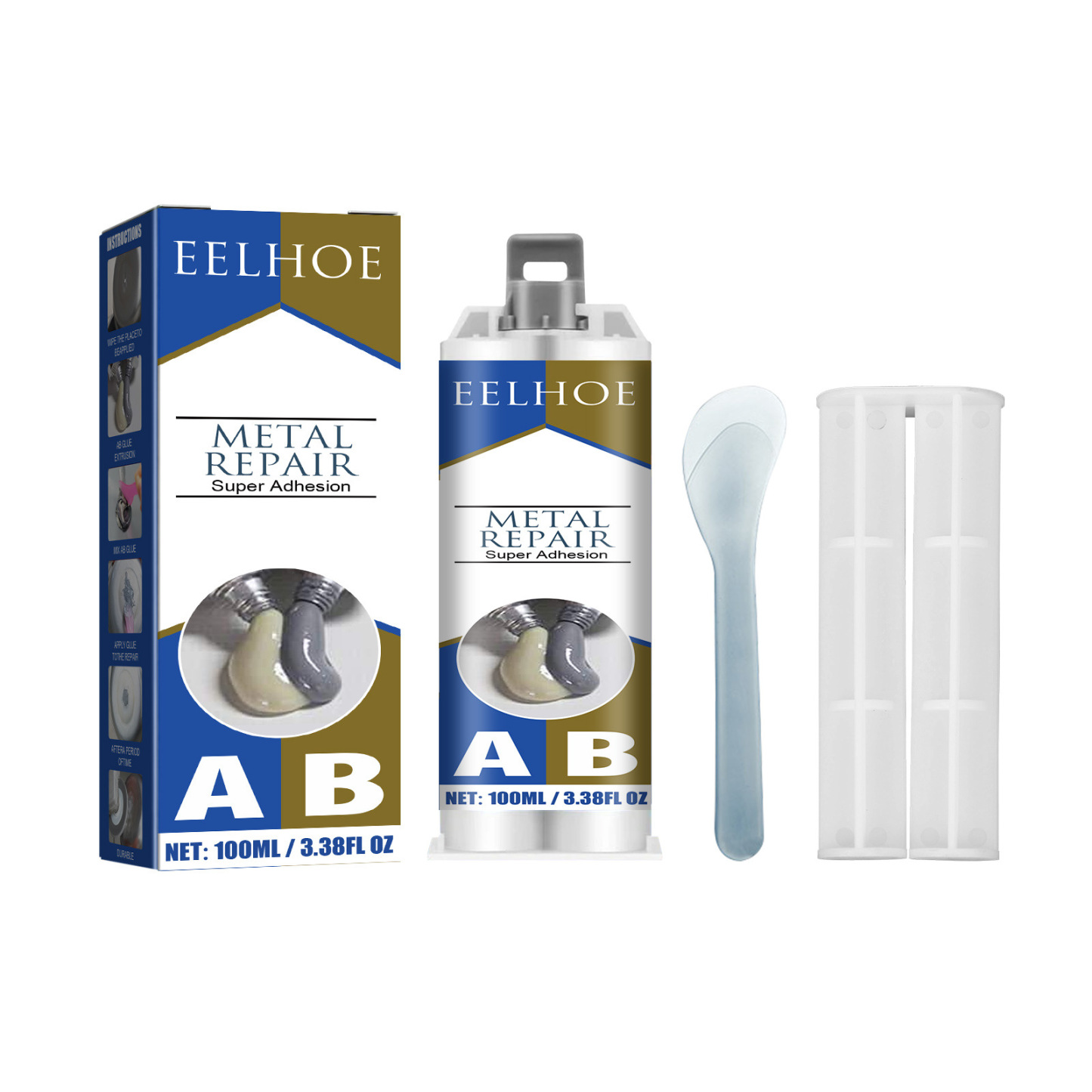 EELHOE metal AB casting glue (100ml) fills cracks, plugs leaks, quickly dries cracks, and resists high temperature welding metal repair agent-CLEJOY