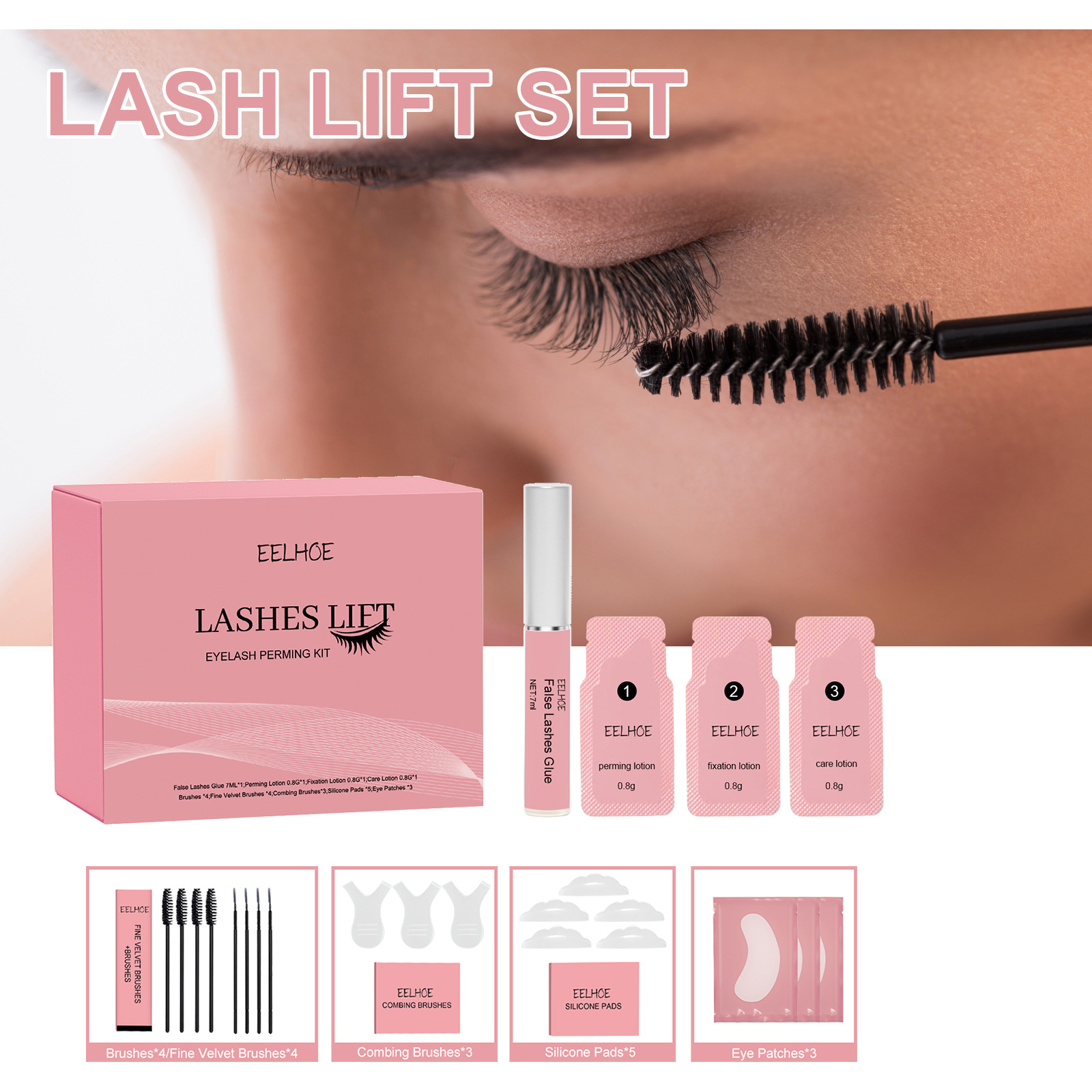 EELHOE Curling Eyelashes Set Natural, Beautiful, Long, Thick, Curled, Gentle, No-smudge Eyelashes Set-CLEJOY