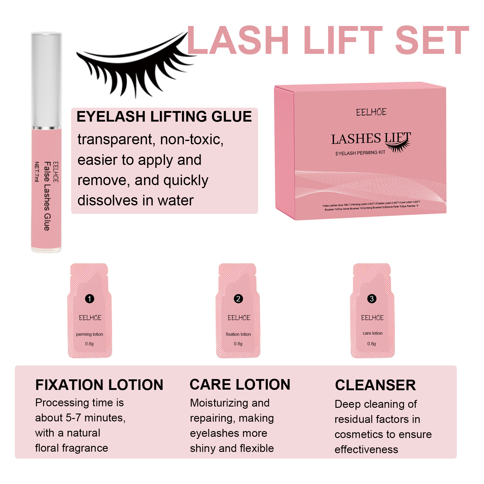 EELHOE Curling Eyelashes Set Natural, Beautiful, Long, Thick, Curled, Gentle, No-smudge Eyelashes Set-CLEJOY