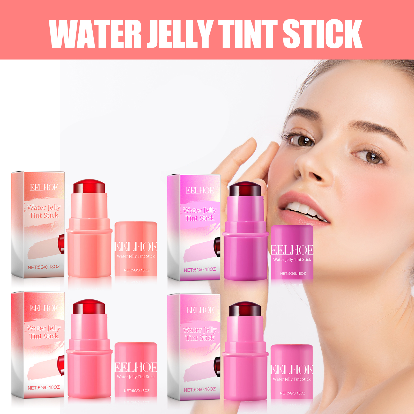 EELHOE Fruit Jelly Blush Lip Gloss Stick Lazy Contouring Even Skin Tone Brightens Color Easy to Apply Lip Gloss Stick-CLEJOY
