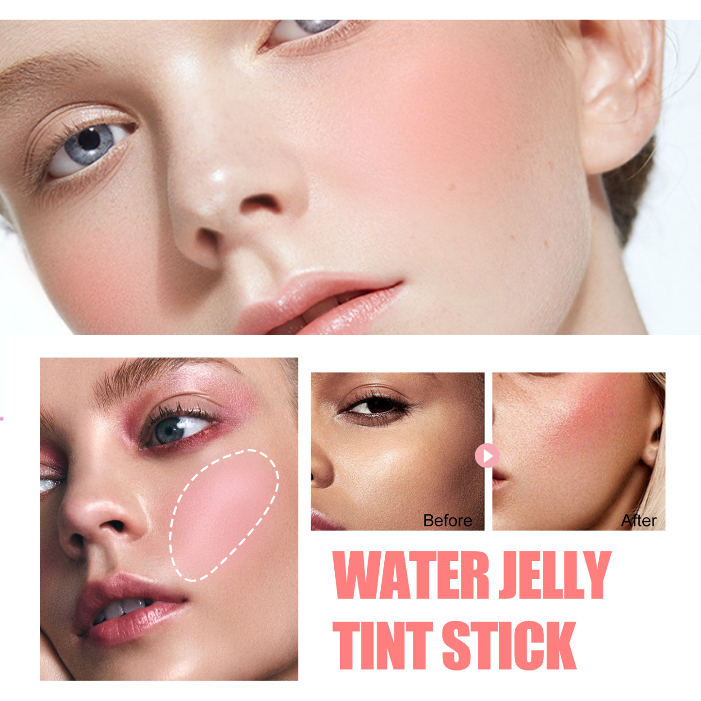 EELHOE Fruit Jelly Blush Lip Gloss Stick Lazy Contouring Even Skin Tone Brightens Color Easy to Apply Lip Gloss Stick-CLEJOY