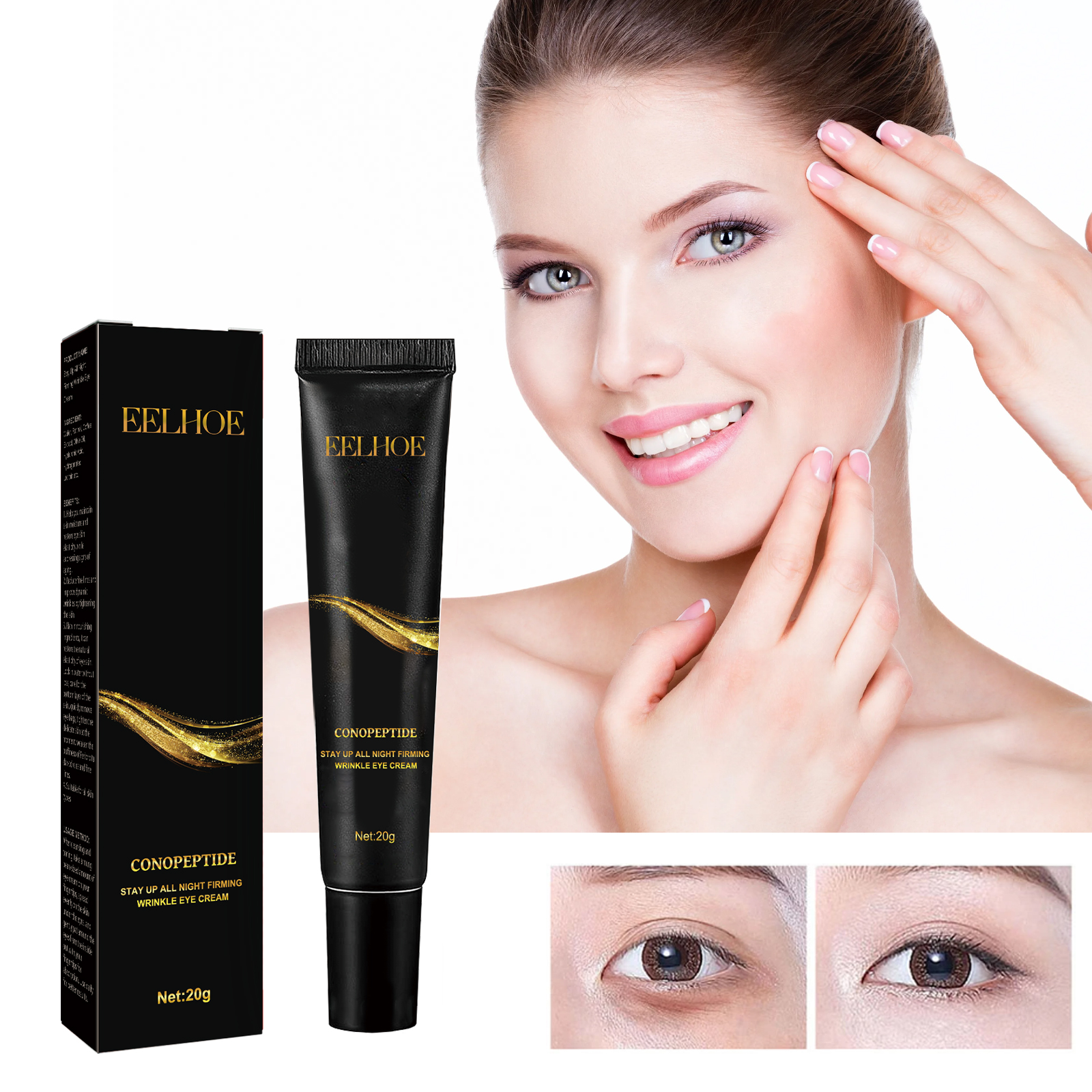EELHOE Eye Firming Cream Lightens Eye Bags, Dark Circles, Firms, Moisturizes, and Repairs Skin