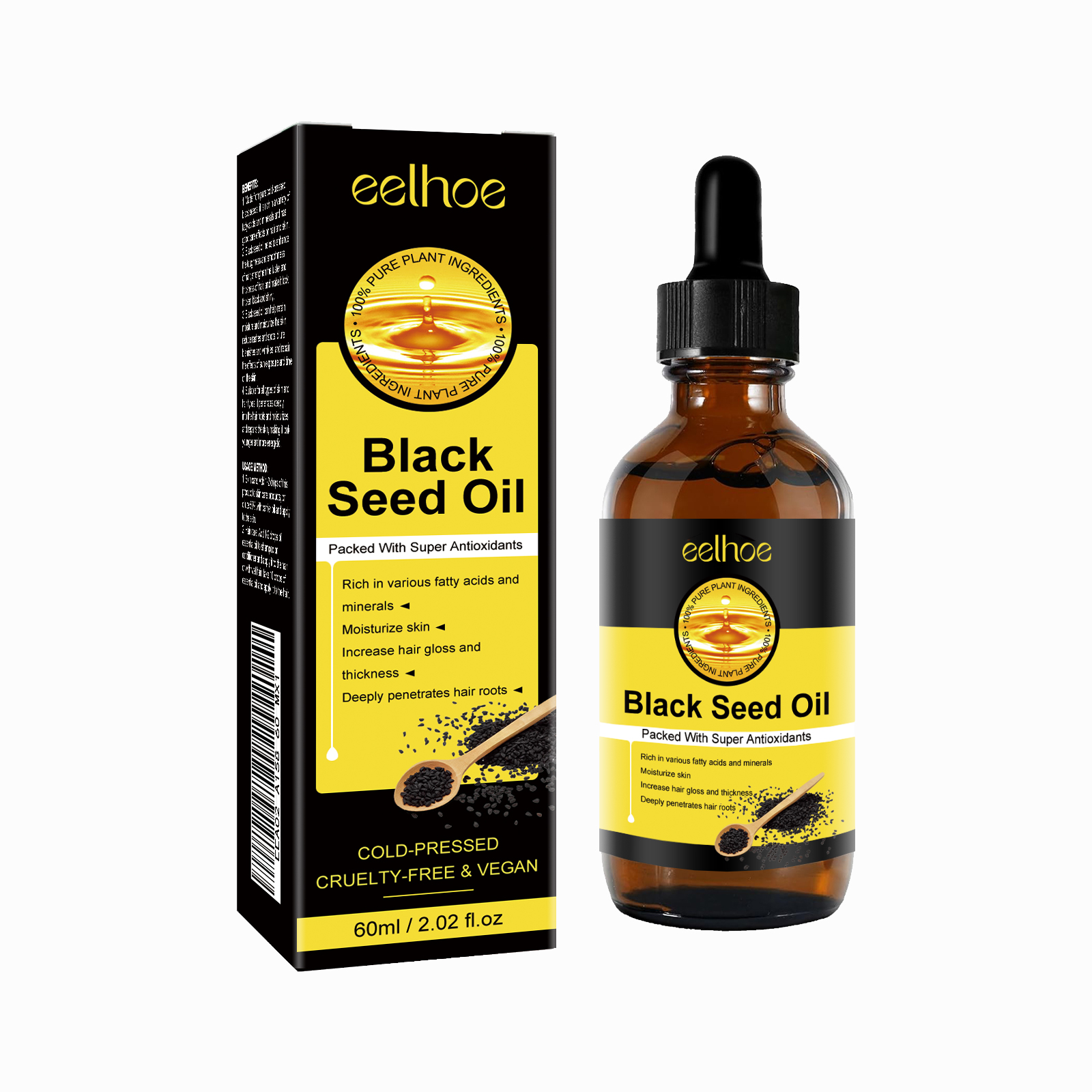 EELHOE Black Seed Oil Essence improves dry and frizzy hair, nourishes and repairs damaged hair, prevents hair loss and thickens hair-CLEJOY
