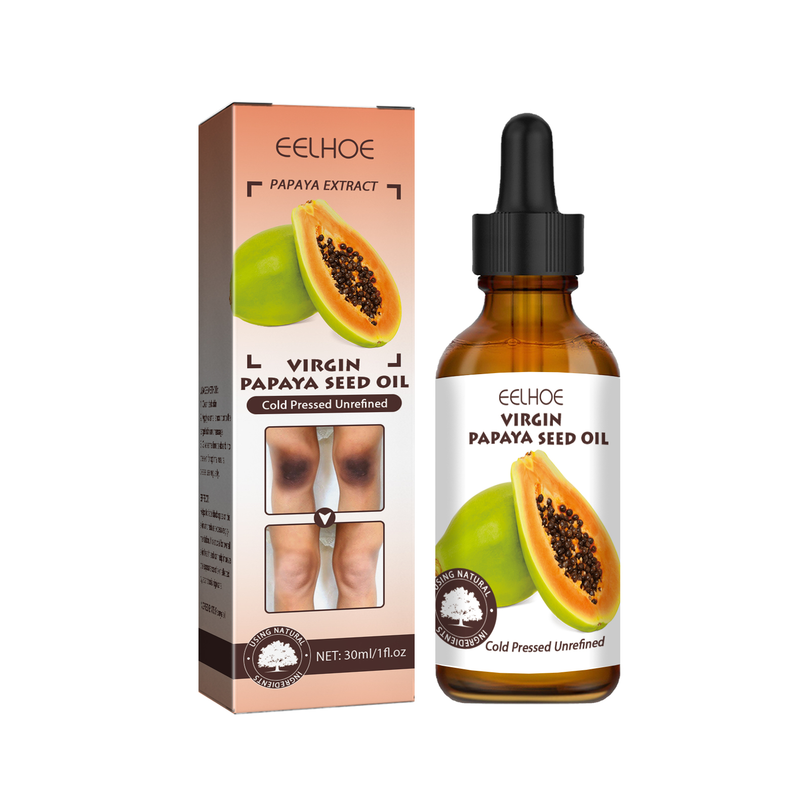 EELHOE papaya seed skin care oil lightens dark spots, bend joints and elbows, brightens skin tone and moisturizes skin care oil-CLEJOY