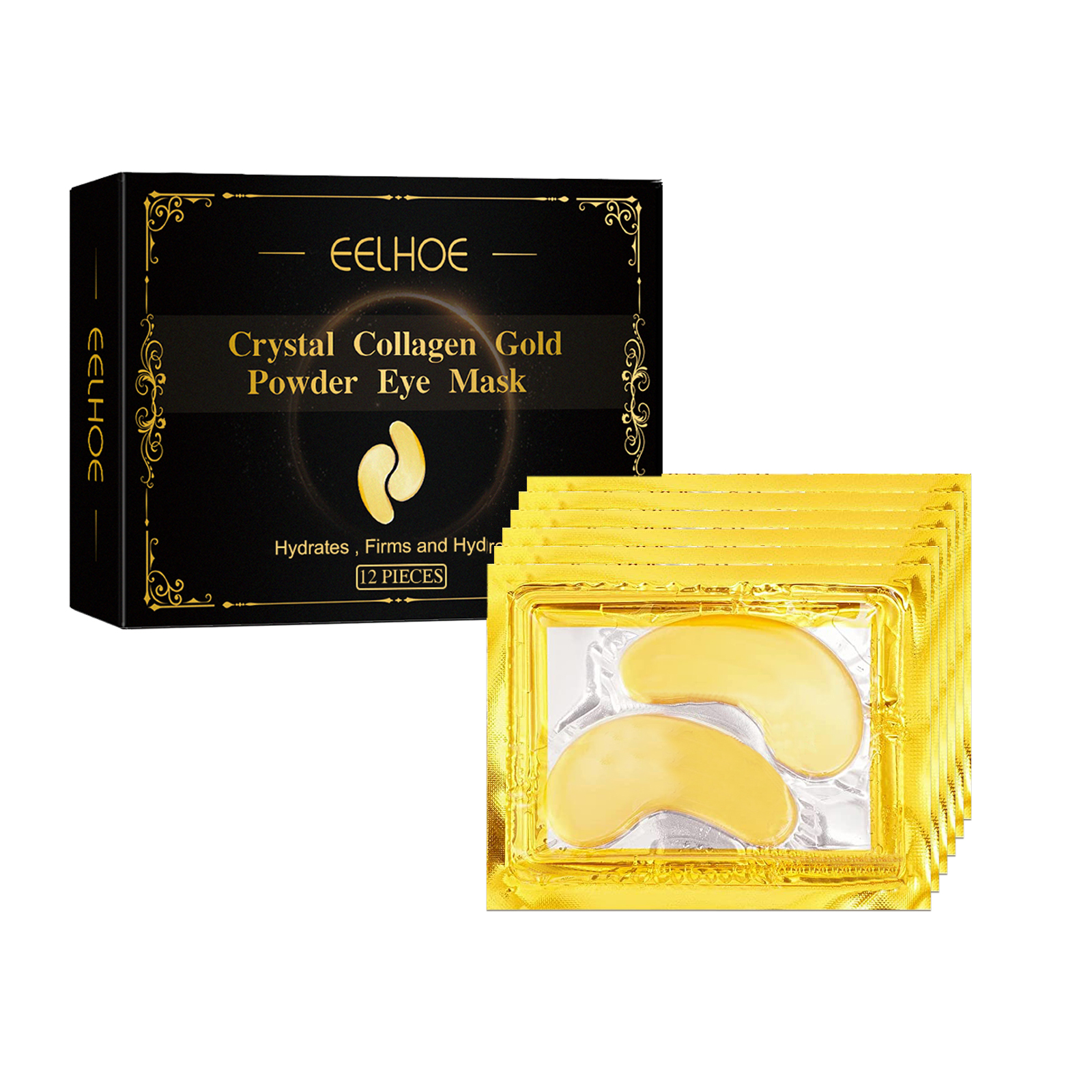 EELHOE Collagen Gold Eye Mask - Firming Eye Lines, Dark Circles, and Eye Bags
