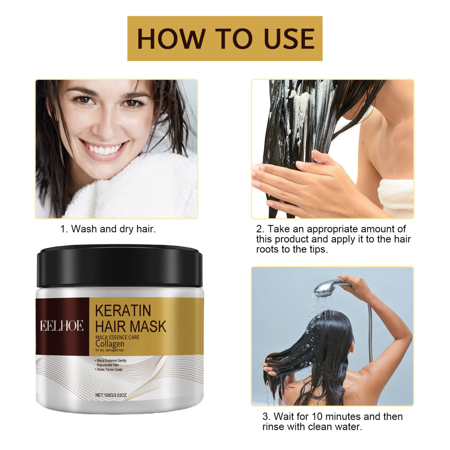 EELHOE Repairing Moisturizing Hair Mask Deeply moisturizes and repairs damaged hair, dry and split ends, and tangled hair mask